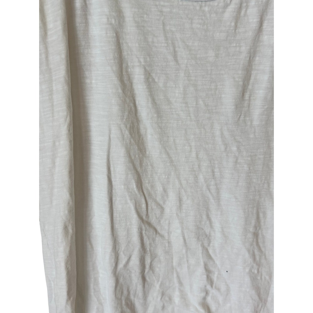 Ann Taylor LOFT White Slub Cotton Ruffle Cap Sleeve Scoop Neck Tee Small